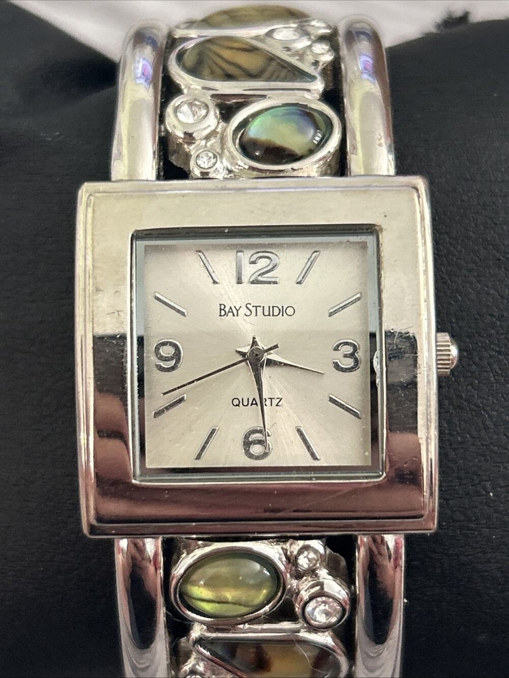 Bay Studio Abalone Accents Silver Tone Women’s Cuff Watch